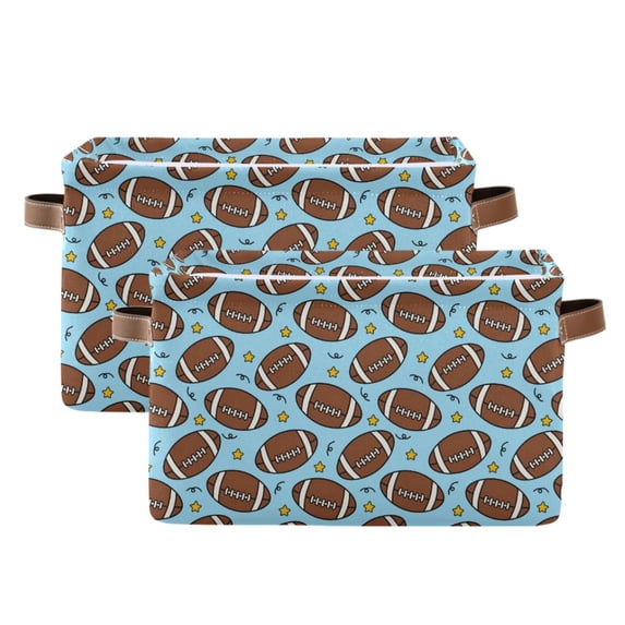 Linningm Cartoon Football Storage Basket Canvas Waterproof PE Lining PU Leather ...