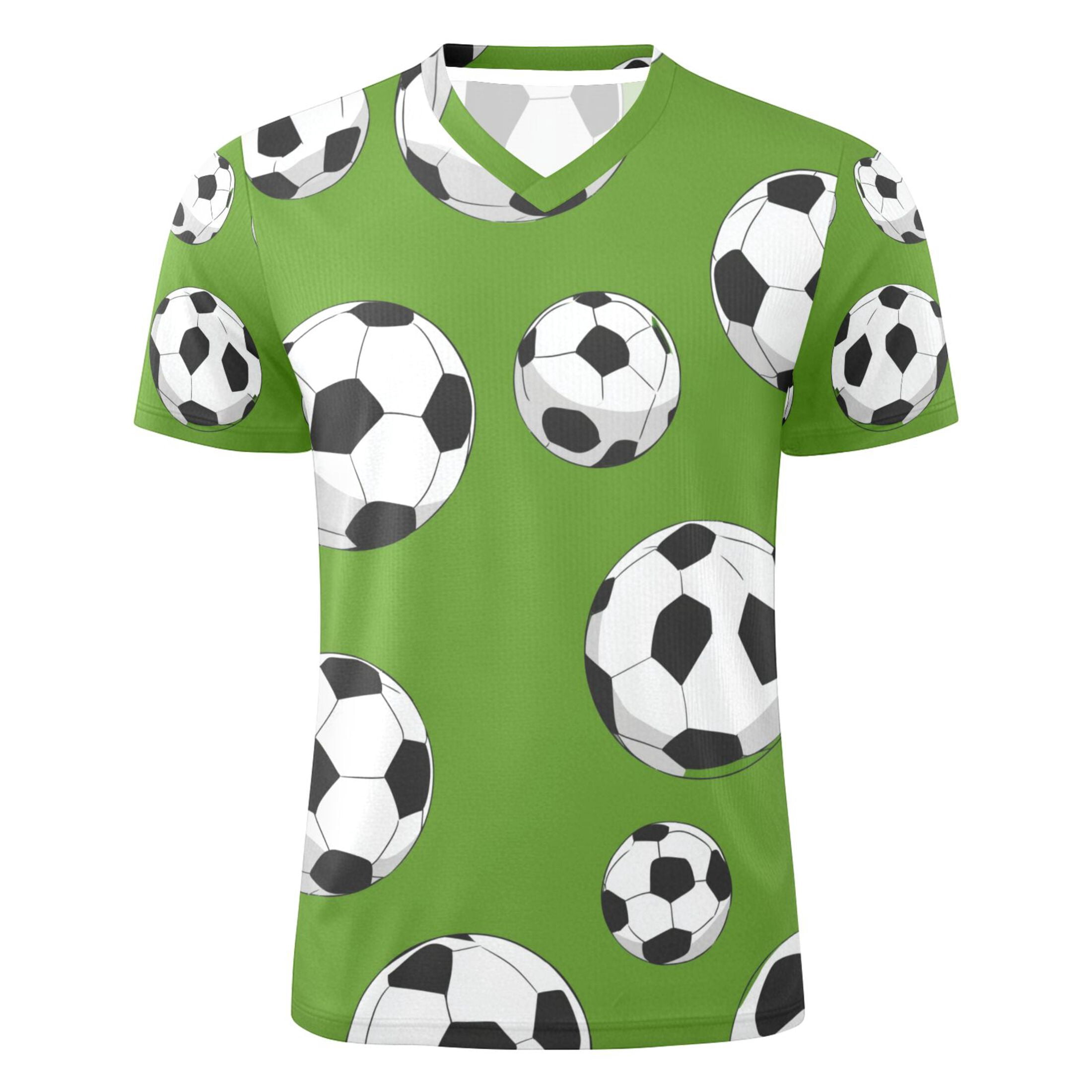 Cartoon Football on Green Background Men's Sports Jerseys Athletic T-Shirt Football Referee Short Sleeves Shirt XL