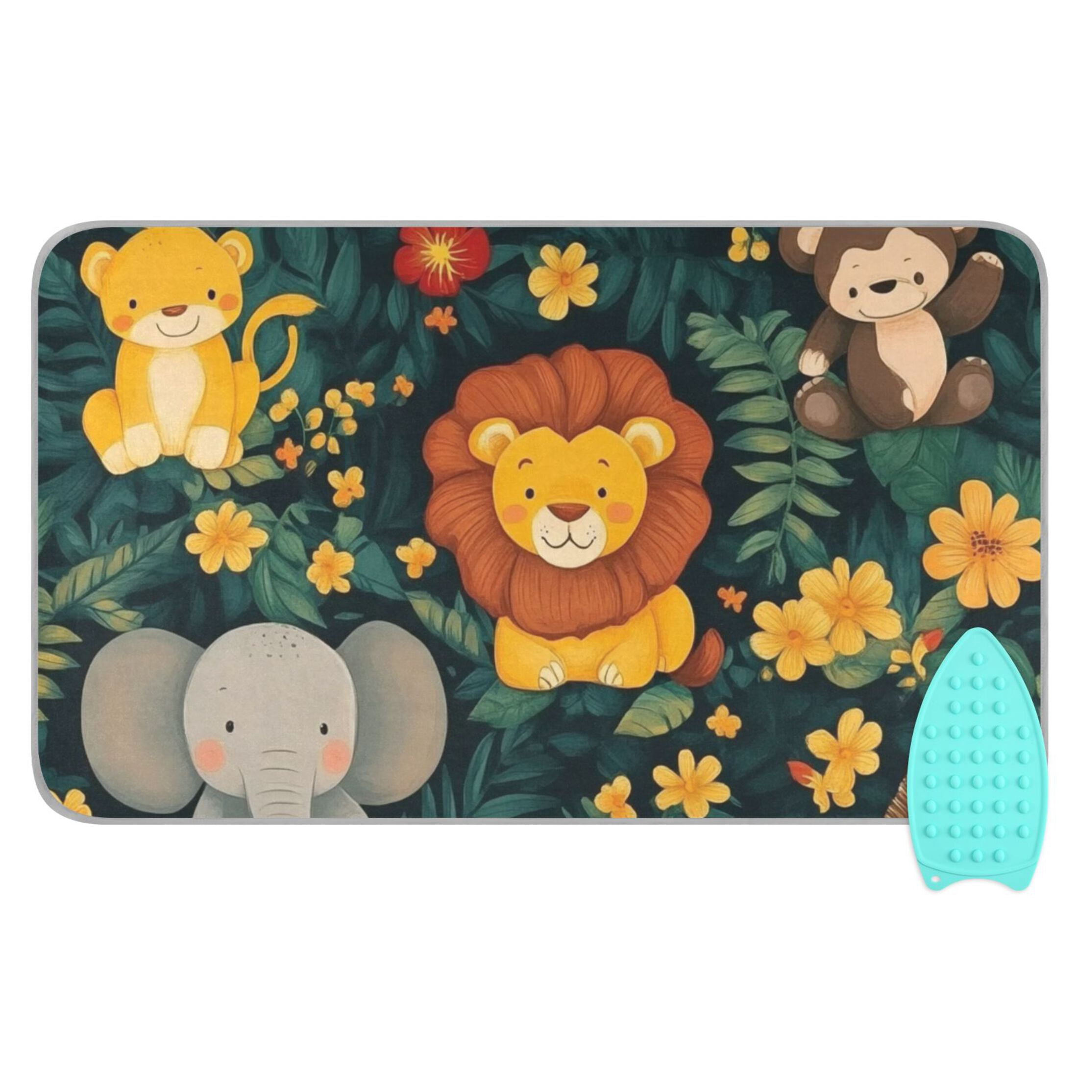 Cartoon Forest Animals Ironing Mat Blanket for Table Top Travel Portable Ironing Board Pad 47.2x27.6 Inch
