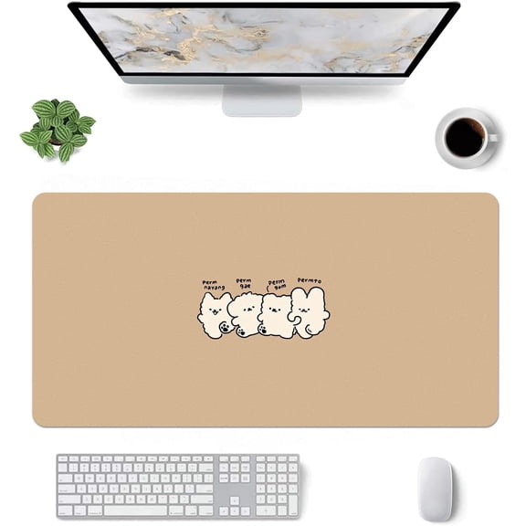 Cartoon Four Bear Pattern Mouse Pad,Desk Mat,Game Mat,Makeup Table Mat,Varied Use Mat for Office/Home/Study Girls Women(31.5''''X15.7'''',Khaki&Four Bears)