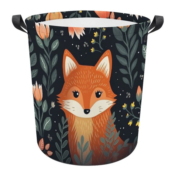 Cartoon Fox Dreamy Print Foldable Laundry Basket for Clothes Storage Hamper