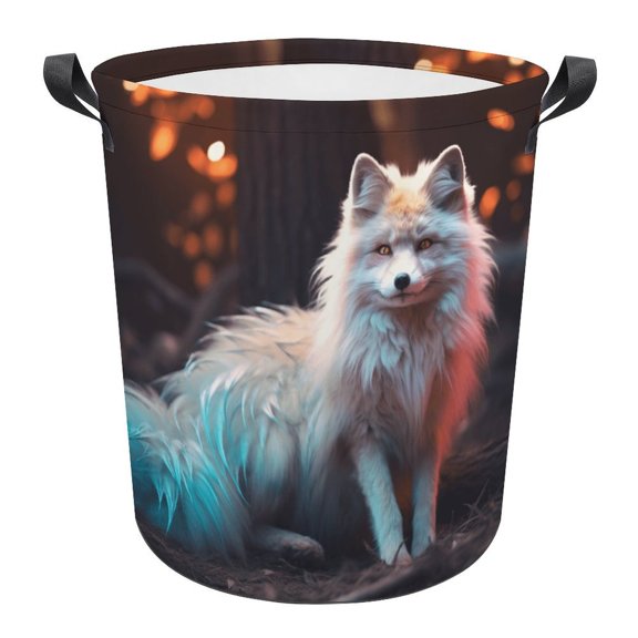 Cartoon Fox Dreamy Print Foldable Laundry Basket for Clothes Storage Hamper