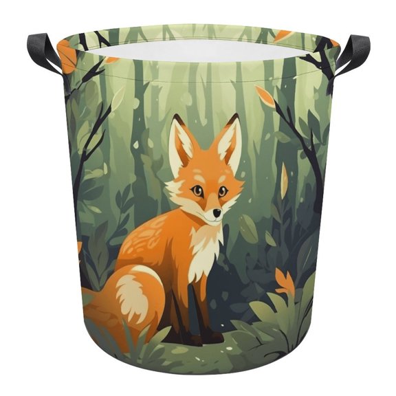 Cartoon Fox Dreamy Print Foldable Laundry Basket for Clothes Storage Hamper