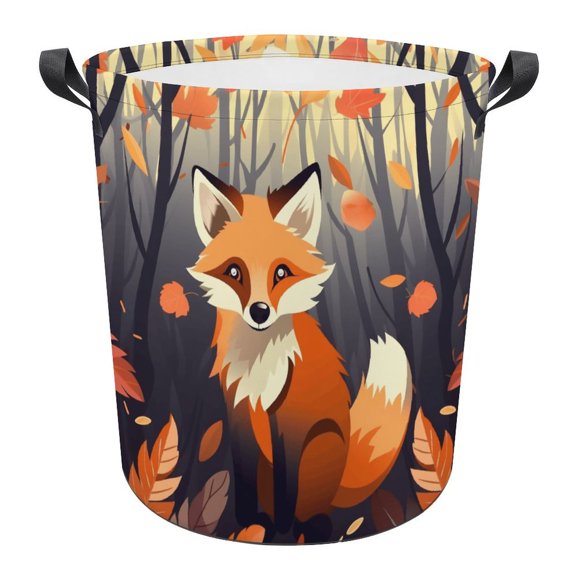 Cartoon Fox Dreamy Print Foldable Laundry Basket for Clothes Storage Hamper