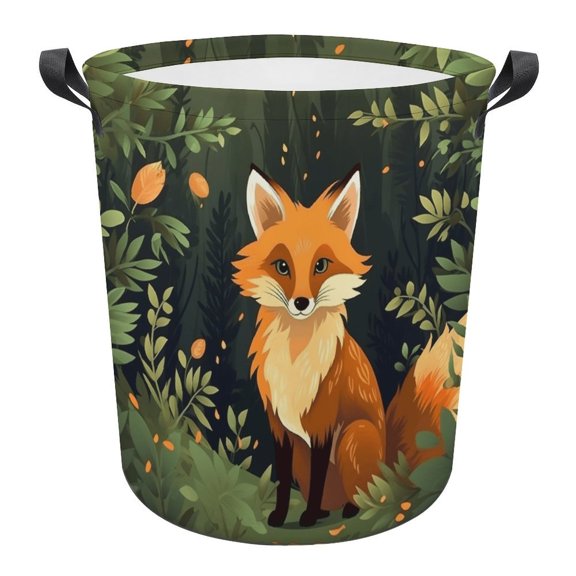 Cartoon Fox Dreamy Print Foldable Laundry Basket for Clothes Storage Hamper