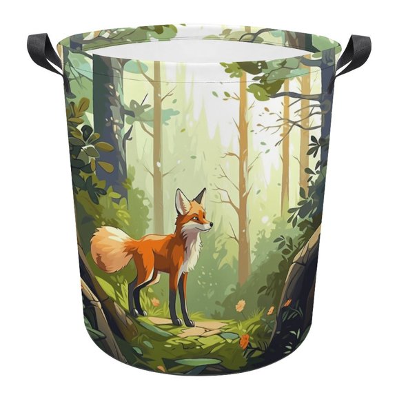 Cartoon Fox Dreamy Print Foldable Laundry Basket for Clothes Storage Hamper