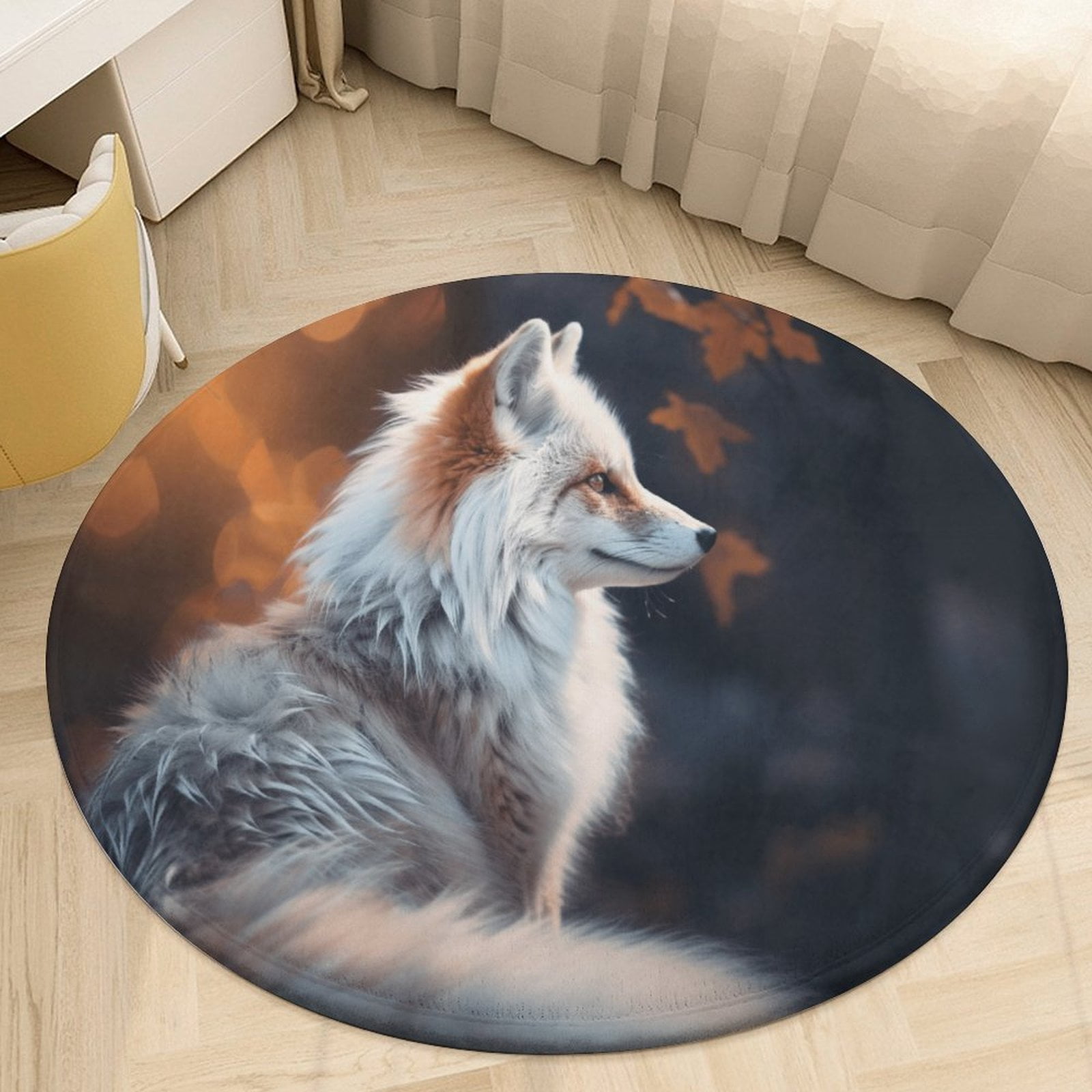 Cartoon Fox Dreamy Round Area Rugs for Bedroom Living Room, 4FT Soft ...