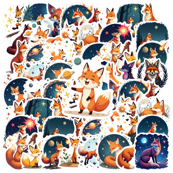 Cartoon Fox Theme Stickers, Waterproof Fox Theme Sticker for Water Bottle Laptop Phone Cases Planner Skateboard Luggage Helmet Party Favor Decor, Ideal for Adults Teens Teacher Rewards