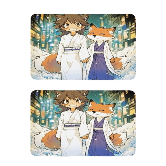 Cartoon Fox on Street Strong Fridge Magnets Refrigerator Magnets Sticker Decor for Whiteboards Locker 4"x2.5" 2 Pack