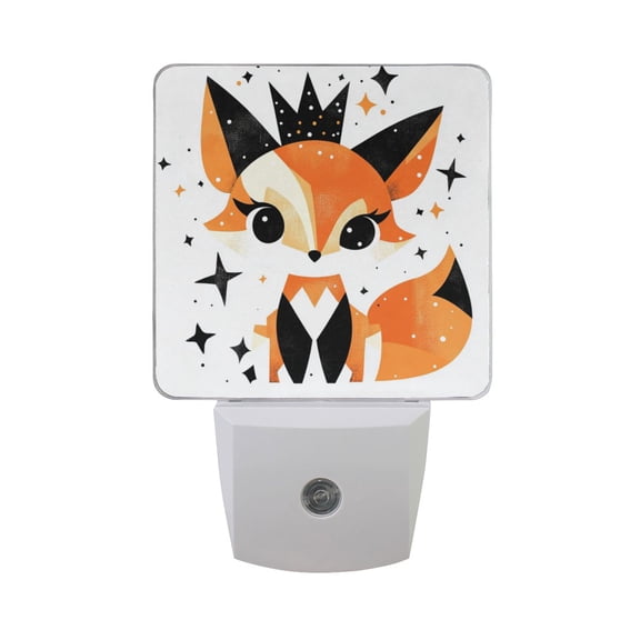 Cartoon Fox with Crown LED Night Light with Smart Sensor Plug Into Wall Dusk to Dawn 2 packs