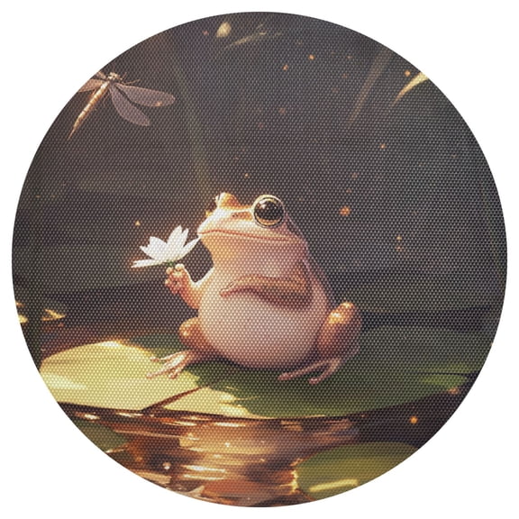 Cartoon Frog 15.4in Diameter PVC Plate Mat, Heat-Resistant and Cuttable, Kitchen Decor