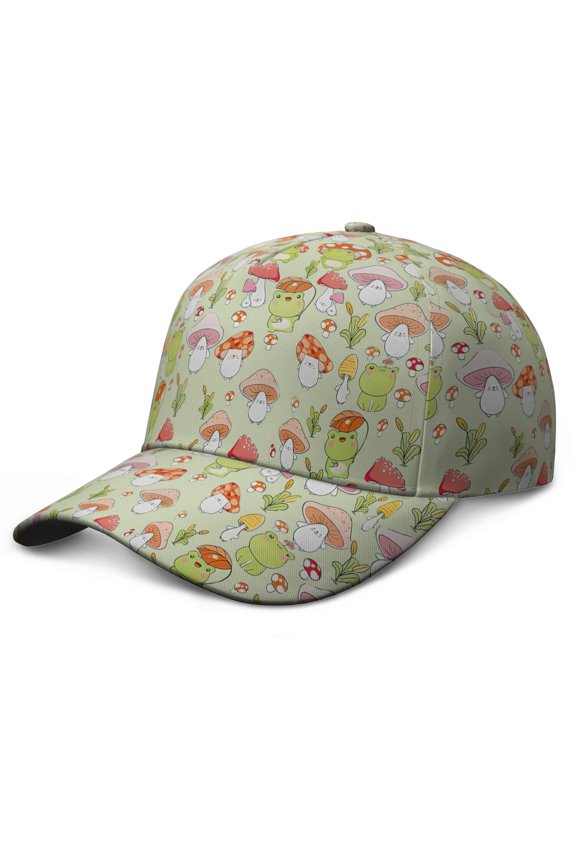 Cartoon Frog Baseball Cap - Minimalist Unisex Sun Protection Hat with Forest & Flower Design