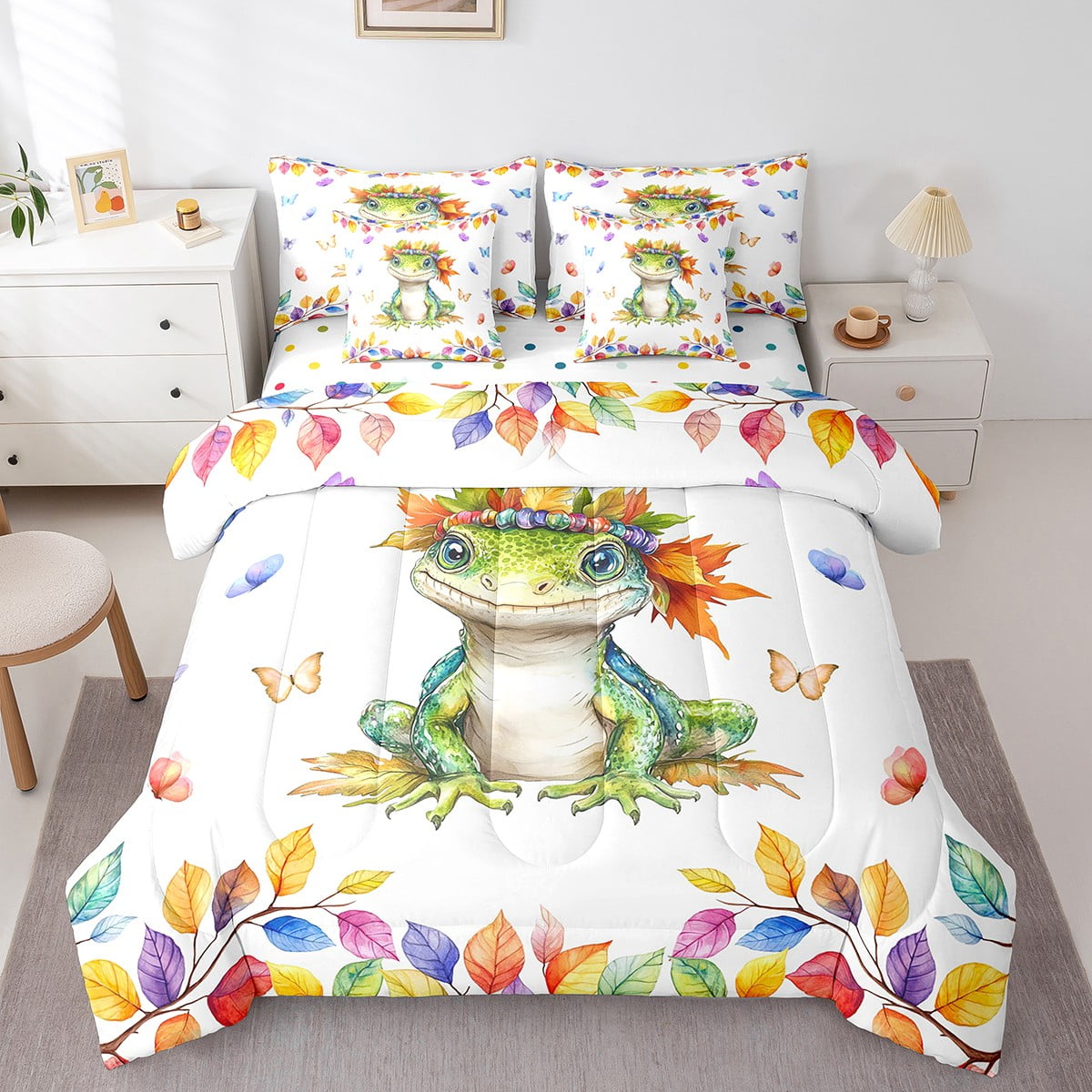 Cartoon Frog Bedding Queen Size 7pcs for Child Cute Animal Bed in a Bag ...