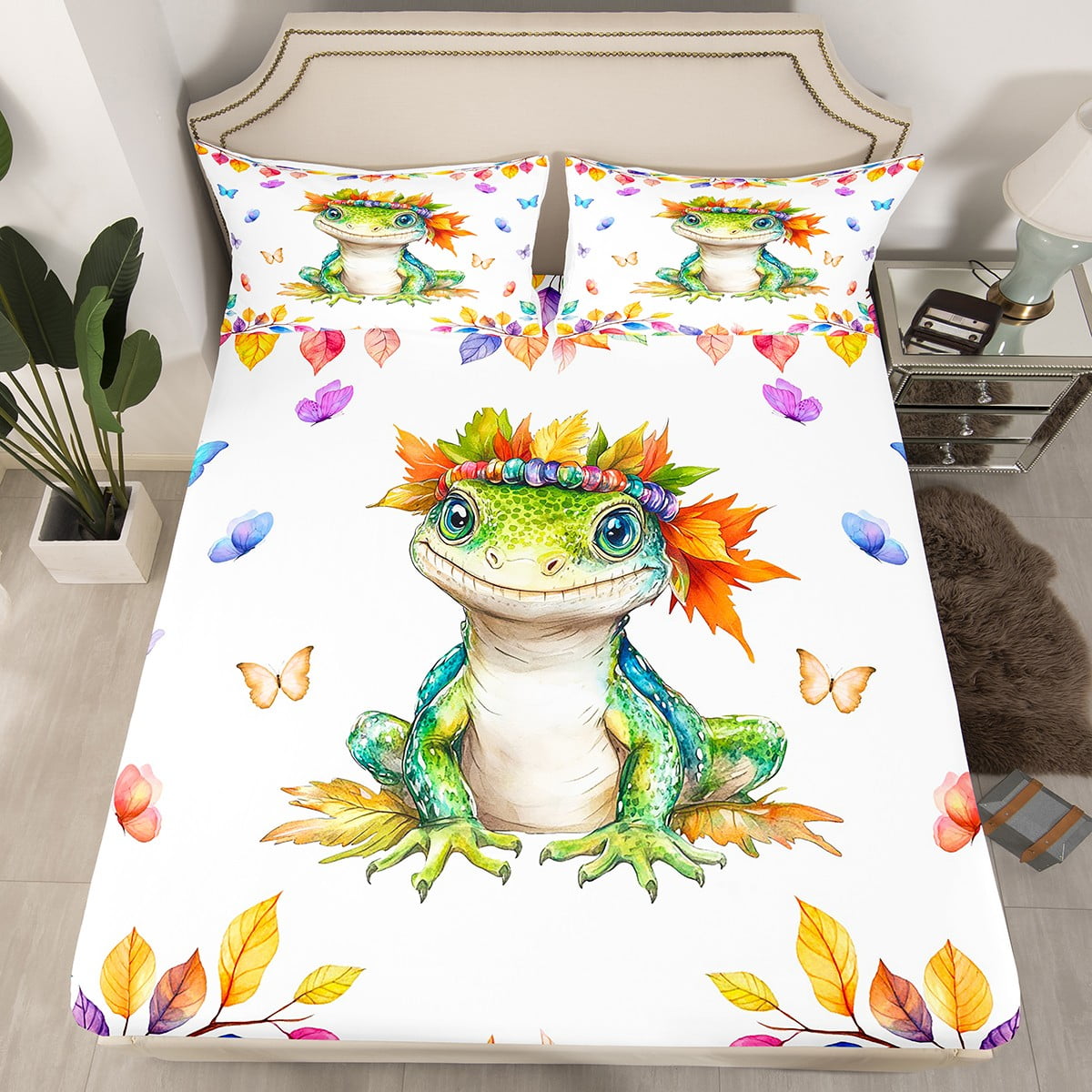 Cartoon Frog Bedding Queen Size Cute Animal Bed Sheets, Kawaii Woodland ...