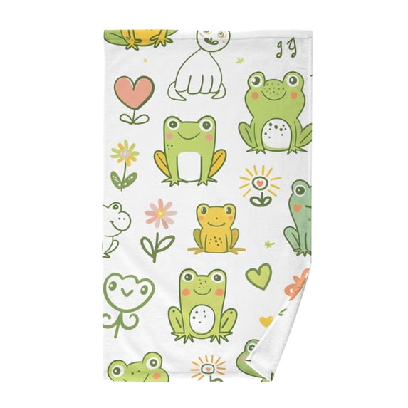 Cartoon Frog Floral Cotton Face Towels Absorbent Hand Towel Soft Bathroom Towel for Kitchen Hotel Decoration