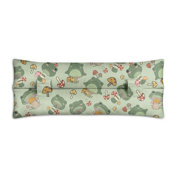 Cartoon Frog Pattern Seatbelt Pillow - Chest Protector After Surgery for Mastectomy Heart Surgery Recovery - Soft Travel-Friendly Cushion (Green Nature Print)