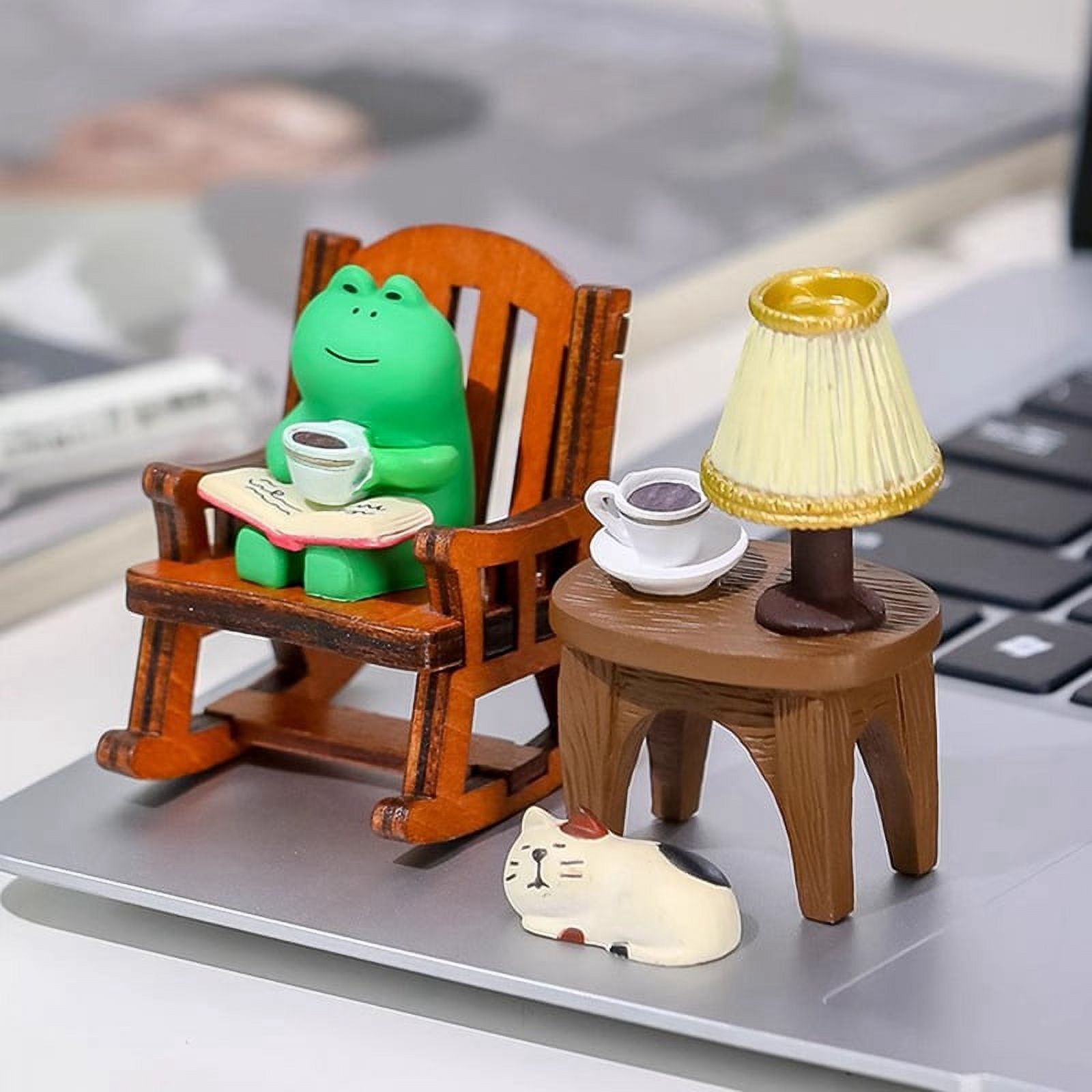 Cartoon Frog Rocking Chair Table Lamp Ornament Miniatures Figurines ...