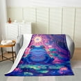 thumbnail image 1 of Cartoon Frog Throw Blanket Throw 50x60 Watercolor Lotus Flowers Pond Plants Bed Blanket for Kids Teens Adults Exotic Sun and Moon Boho Flannel Blanket for Living Room Party, 1 of 6