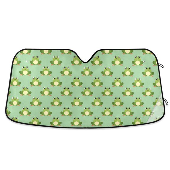 Cartoon Frogs Car Windshield Sun Shade Foldable Car Front Window Visor Heat and UV Protection 53x23.5