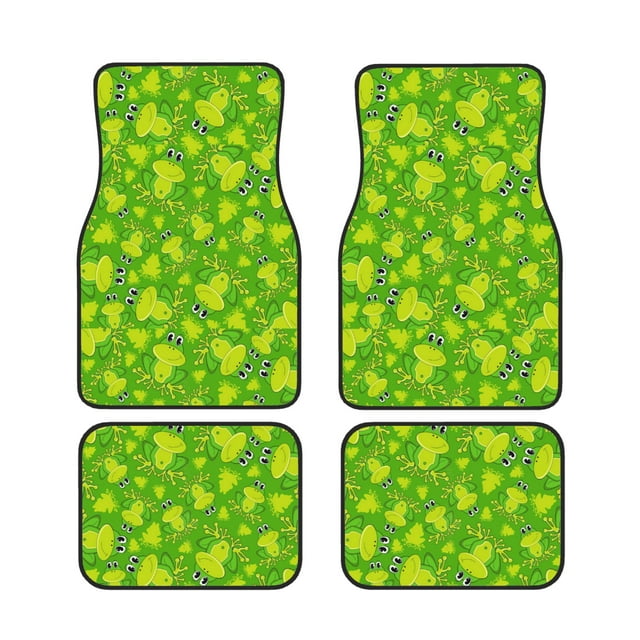 Cartoon Frogs Green Universal Fit Carpet Floor Mats For Car Suv Van
