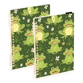 Cartoon Frogs Leaves Flowers Notebook Detachable Coil Notebook Diary Plan Book A5 Size 60 Pages 1 Pack