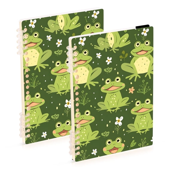 Cartoon Frogs Leaves Flowers Notebook Detachable Coil Notebook Diary Plan Book A5 Size 60 Pages 1 Pack