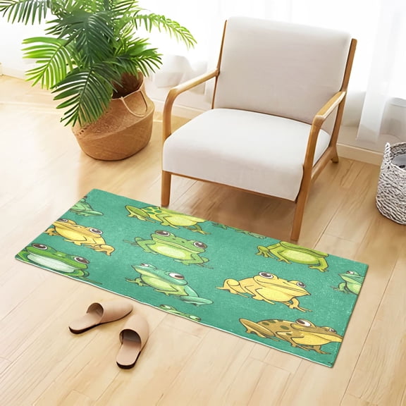 Cartoon Frogs Plush Carpet Non Slip Runner Rug Absorbent Bath Mat 39" x 20"