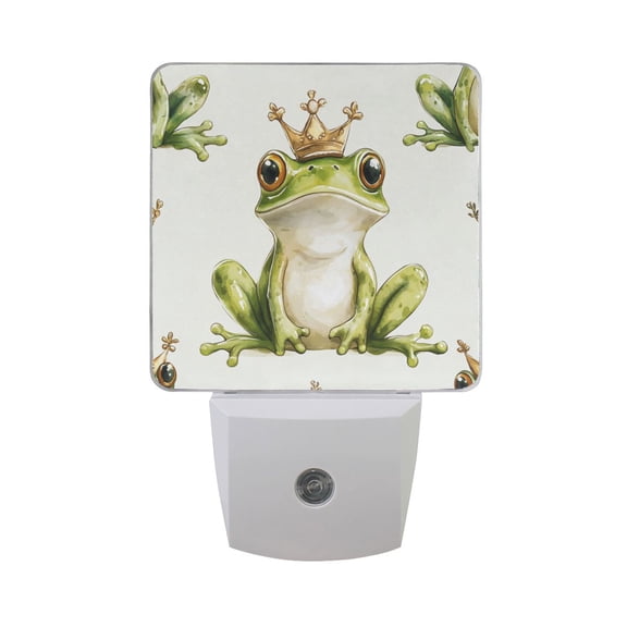 Cartoon Frogs with Crowns LED Night Light with Smart Sensor Plug Into Wall Dusk to Dawn 2 packs