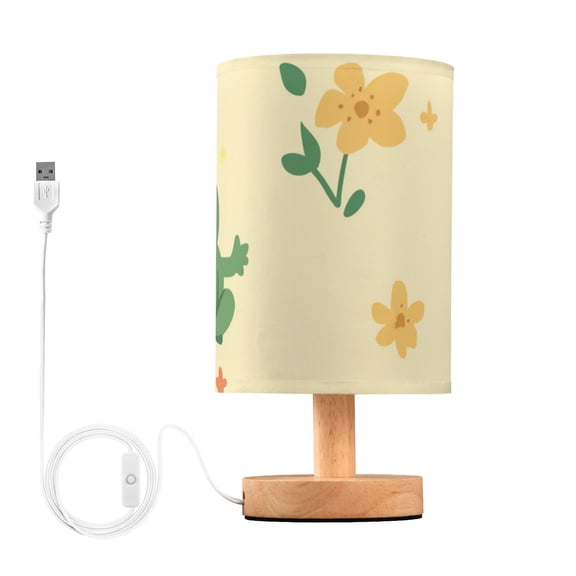 Cartoon Frogs with Flowers and Leaves Table Lamp with USB Port LED Warm Light Lamp Night Light Home Decor
