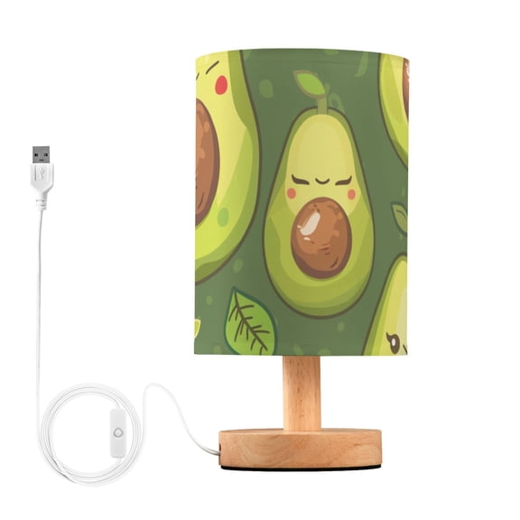 Cartoon Fruit Cute Avocados Leaves Table Lamp with USB Port LED Warm Light Lamp Night Light Home Decor