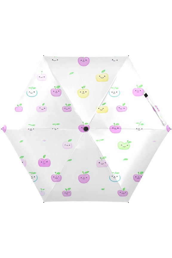 Cartoon Fruit Elements Umbrellas for Sun Auto Open Close UV50+ Waterproof 5-Fold Compact Fiberglass Frame