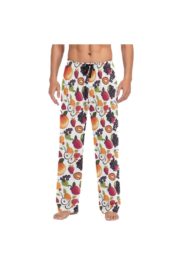 Cartoon Fruit Pattern Mens Pajama Pant Sleep and Lounge Bottons with Pockets