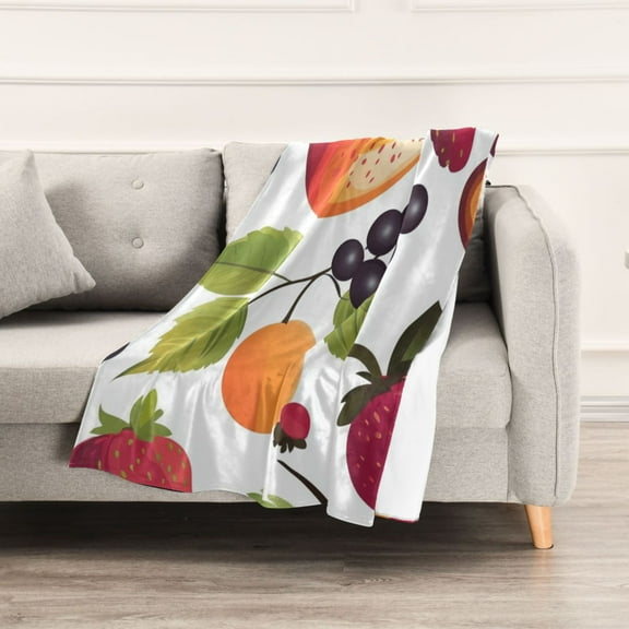 Cartoon Fruit Pattern Throw Blanket 60" x 90" Soft and Warm Blankets for Couch Sofa and Bed