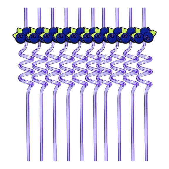 Cartoon Fruit Spiral Straw Decorative Straw Stickers Party Supplies Bar Straws 10pcs