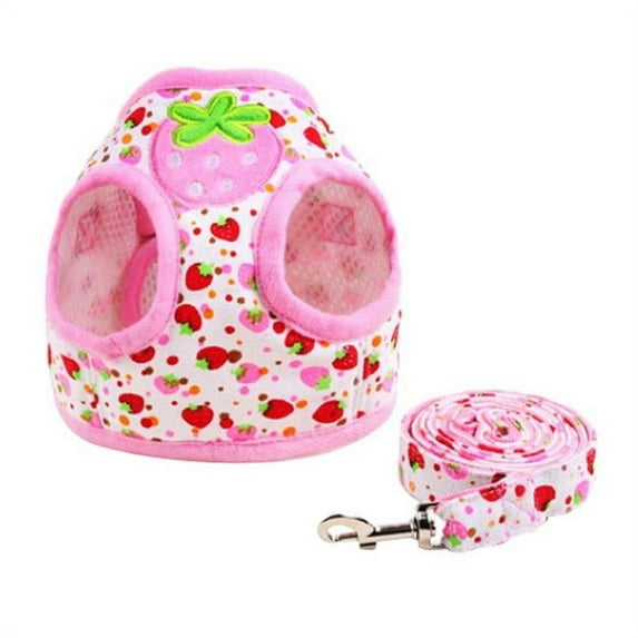 Cartoon Fruit Strawberry Pattern Dogs Leash Harness, Multi Color - Medium