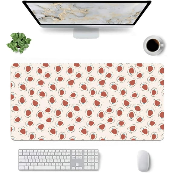 Cartoon Fruit Strawberry Pattern Mouse Pad,Desk Mat,Game Mat,Makeup Table Mat,Varied Use Mat for Office/Home/Study Girls Women(31.5''''X15.7'''',Pink&Fruit Strawberry)