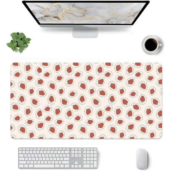 Cartoon Fruit Strawberry Pattern Mouse Pad,Desk Mat,Game Mat,Makeup Table Mat,Varied Use Mat for Office/Home/Study Girls Women(31.5''''X15.7'''',Pink&Fruit Strawberry)