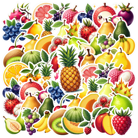 Cartoon Fruit Theme Stickers, Waterproof Fruit Theme Sticker for Water Bottle Laptop Phone Cases Planner Skateboard Luggage Helmet Party Favor Decor, Ideal for Adults Teens Teacher Rewards