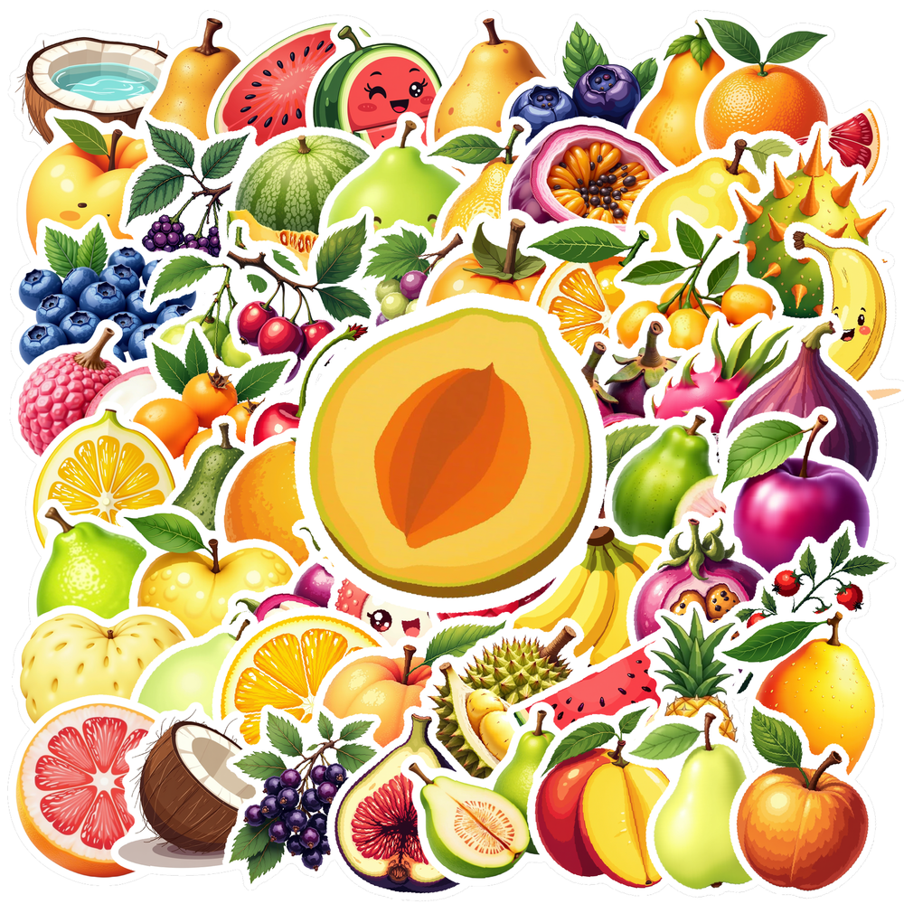 Cartoon Fruit Theme Stickers, Waterproof Fruit Theme Sticker for Water ...