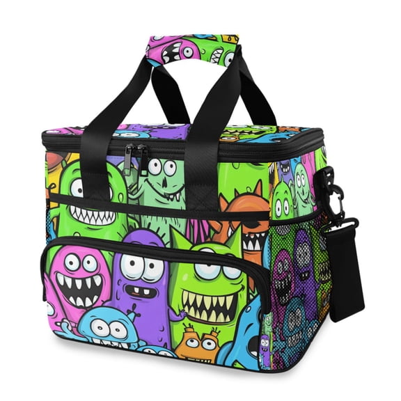 Cartoon Fun Monster Insulated Lunch Bag 15L Cooler Box for Women Men Work Camping Beach Travel