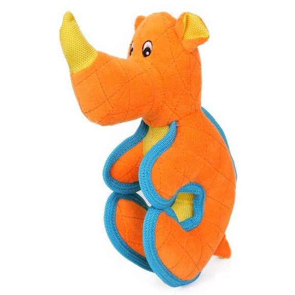 Cartoon Funimal Plush Animal Squeak Chew Tug Dog Toy, Orange - One Size