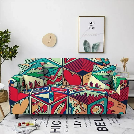 Cartoon Funnily Elastic Sofa Cover for Living Room Alllusive Stretch L Shape Couch Cover Sofa 1/2/3/4Seater Sofa Fundas