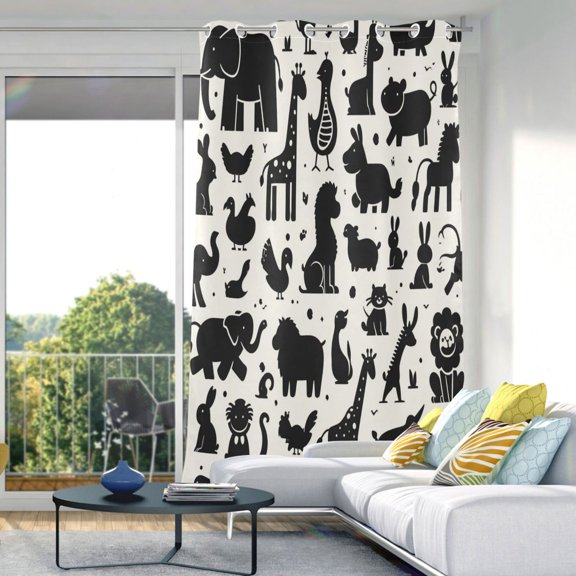 Cartoon Funny Animals Blackout Curtains 84"x52" Thermal Insulated Curtain 1 Panel