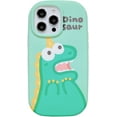 thumbnail image 1 of Cartoon Funny Couple Dinosaur Rounded Edge Soft  for iPhone Case (Green,iPhone 15 Pro), 1 of 6