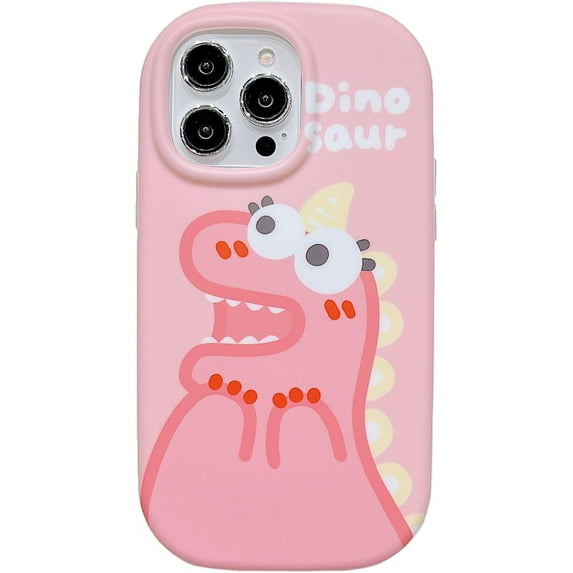 Cartoon Funny Couple Dinosaur Rounded Edge Soft for iPhone Case (Pink,iPhone 14 Plus)