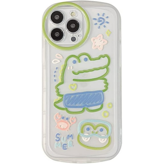 Cartoon Funny Crocodile Frog Clear Soft Phone Case Compatible with iPhone Case (Clear,iPhone 15 Pro)