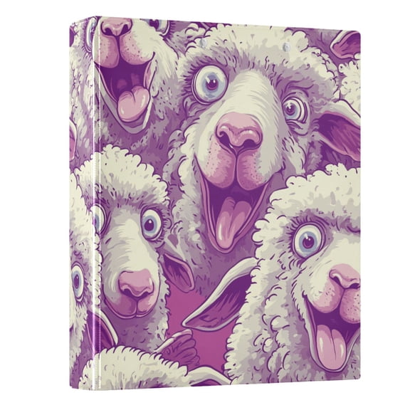 Cartoon Funny Sheep Hardcover 3 Ring Binder 1.5” Round Rings Letter Size Paper Pockets for School Office Supplies