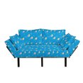 thumbnail image 1 of Cartoon Futon Couch, Fairies in the Sky Flying Fantasy Girls Cheerful Little Elves Cartoon, Daybed with Metal Frame Upholstered Sofa for Living Dorm, Loveseat, Azure Blue Multicolor, by Ambesonne, 1 of 4