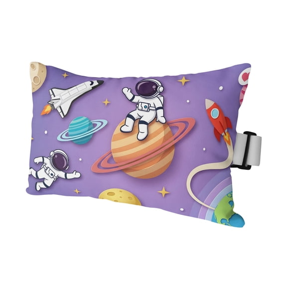 Cartoon Galaxy Outdoor Pillows for Chaise Lounge Chair Waterproof Lumbar Pillows with Insert&Adjustable Elastic Strap Beach Headrest Pillow Universe Outer Space Stars Purple Pillow for Pool 11"x16"