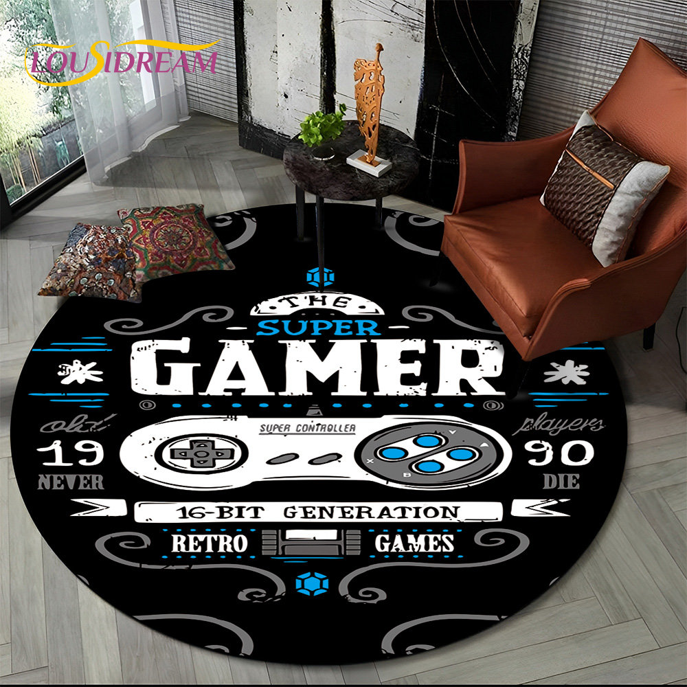 Round Xbox Rug Cartoon Gamer Game Controller Round Area Rug,Circle Carpet Rug for ...